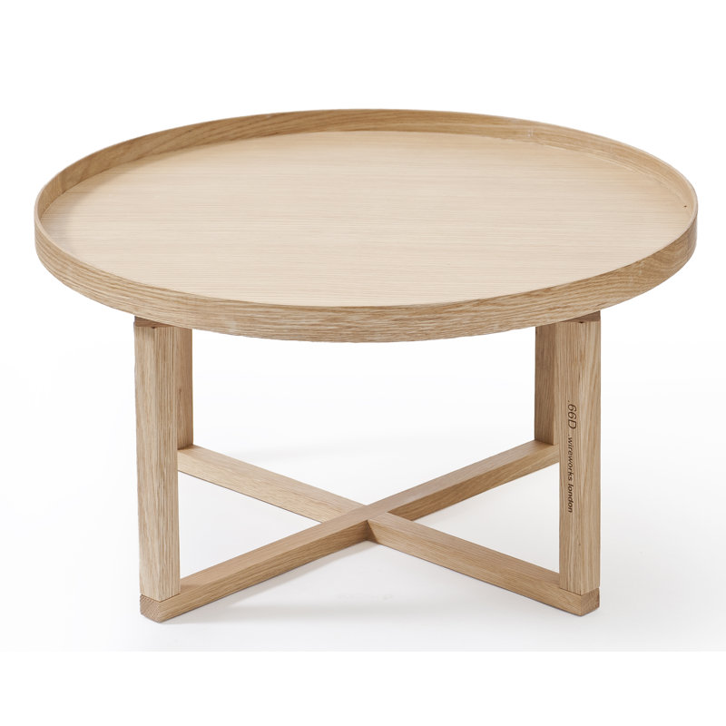 Bostic Solid Wood Tray Top Cross Legs End Table, Oak