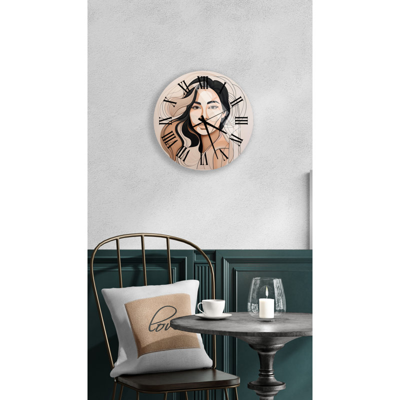 Horloge murale ronde en verre trempé 24 po Modern Modern, Noir