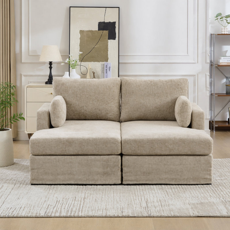 Canapé-lit de 63,39 po de largeur avec coussins, Taupe