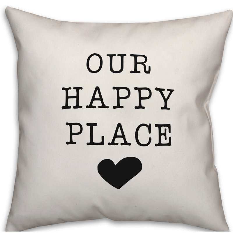 Textual Outdoor Throw Pillow, Off White/Black, 20" H x 20" W