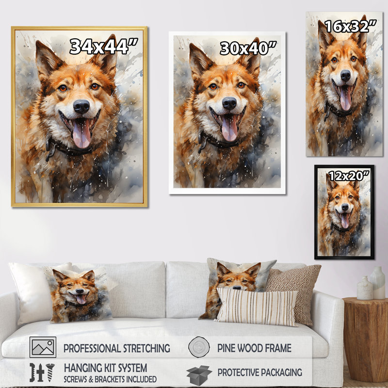 " Shiba Inu Spirit ", White Single Picture Framed, 32" H x 24" W x 1" D