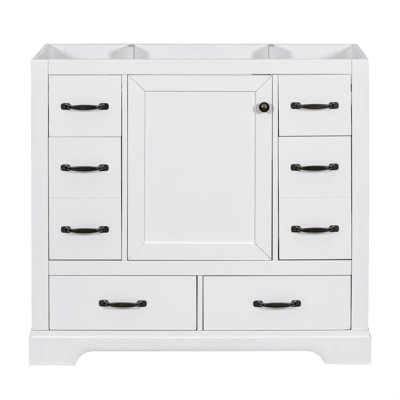 Meuble-lavabo 36 po sans lavabo, base d'armoire seulement, six tiroirs, tablette réglable