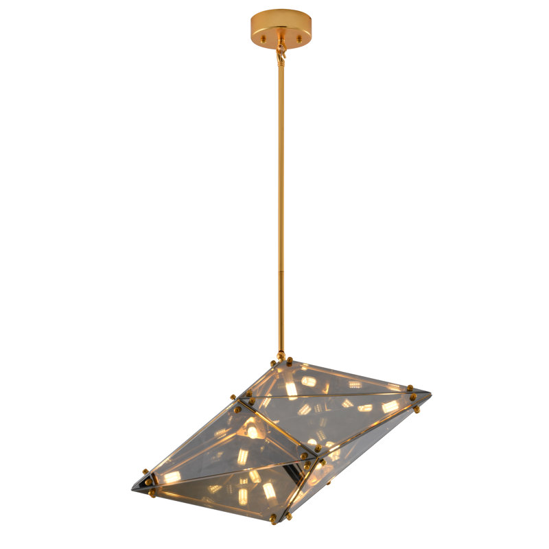 Lustre à abat-jour géométrique 9 lumières Modern, Fumée, H 11,8 po x l 22,8 po x P 11,8 po