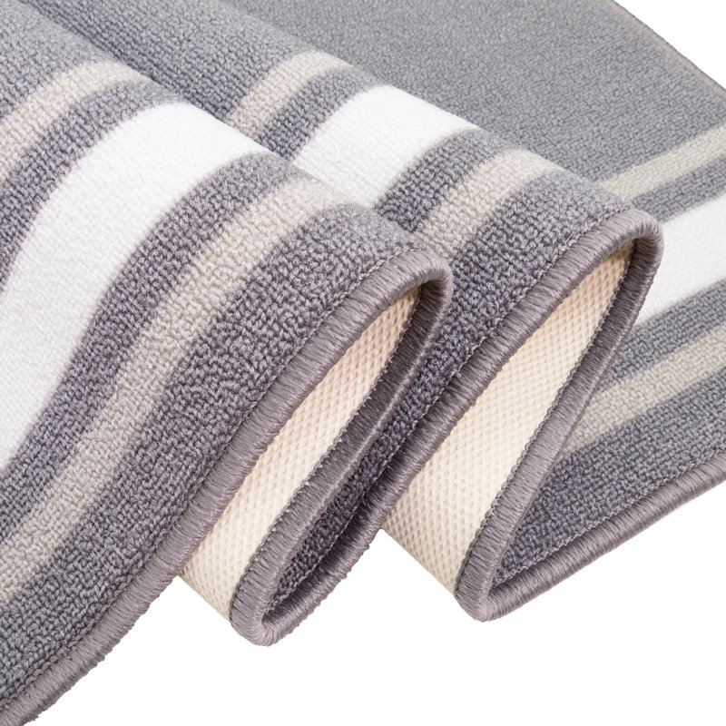 Solid Border Gray Low Pile Slip Resistant Rugs, Runner 2'8" x 48'
