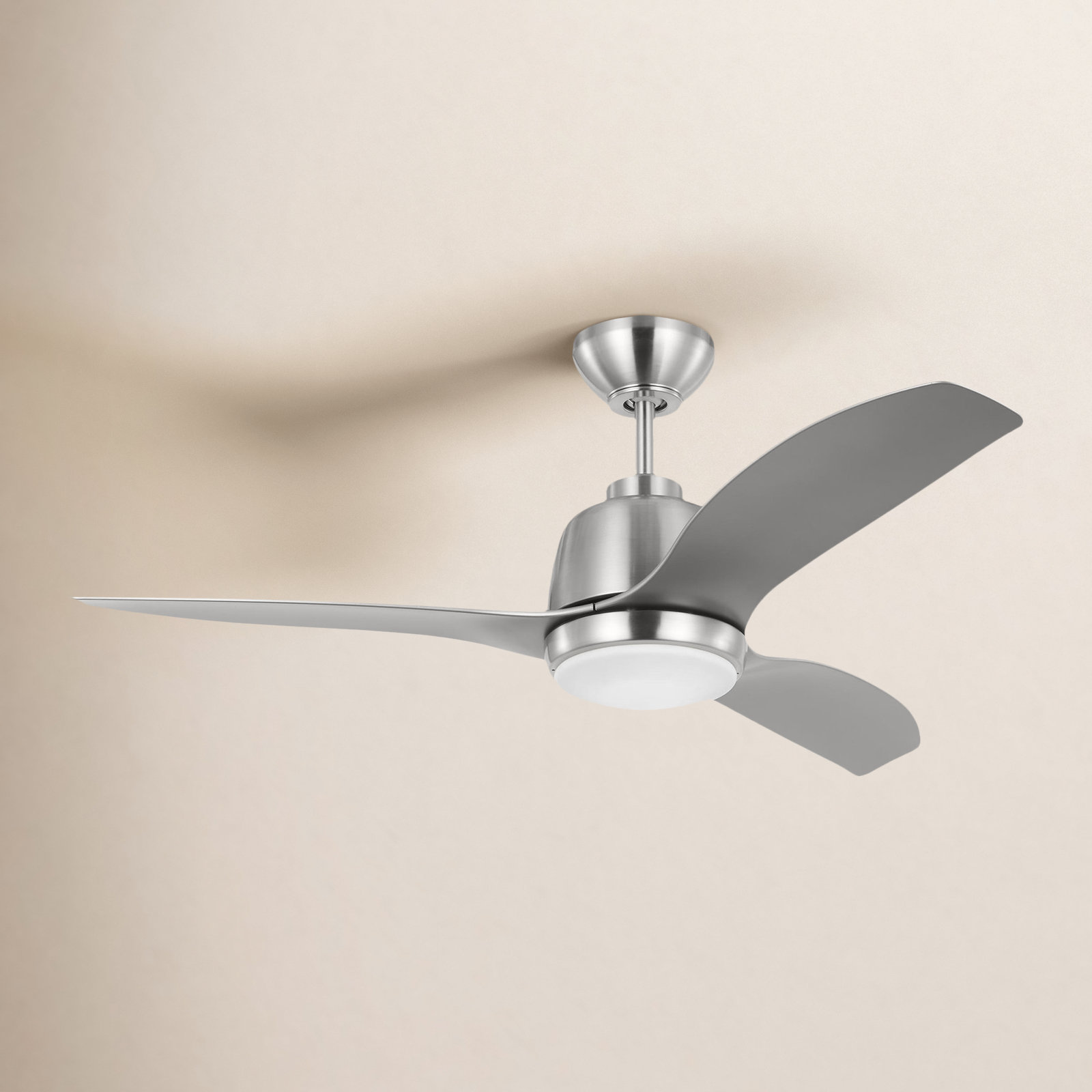 44'' Ceiling Fan with LED Light Kit, Silver, Brushed Steel, 15.18" H x 44" W x 44" D