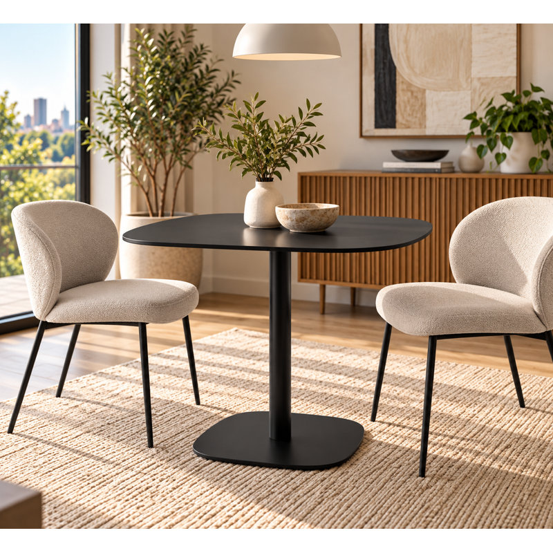 Pangea Home Panna Lucillie Dining Table - All-Metal Black Dining Table – Modern 4-Person Dining Table for Kitchen or Dining Room- Black Dining Table