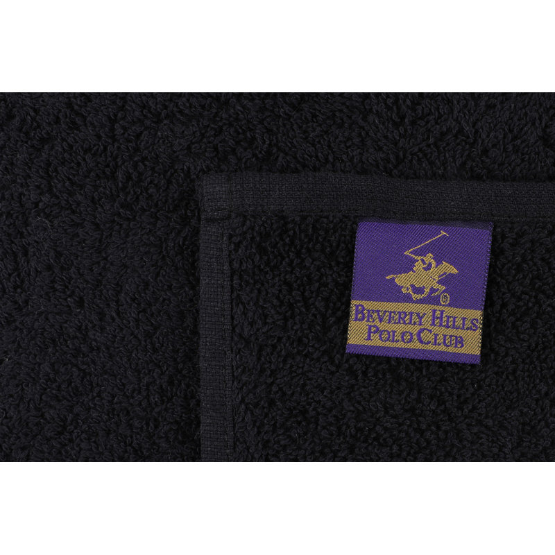 Ensemble de 4 serviettes de bain 100% coton, Bleu / beige / noir