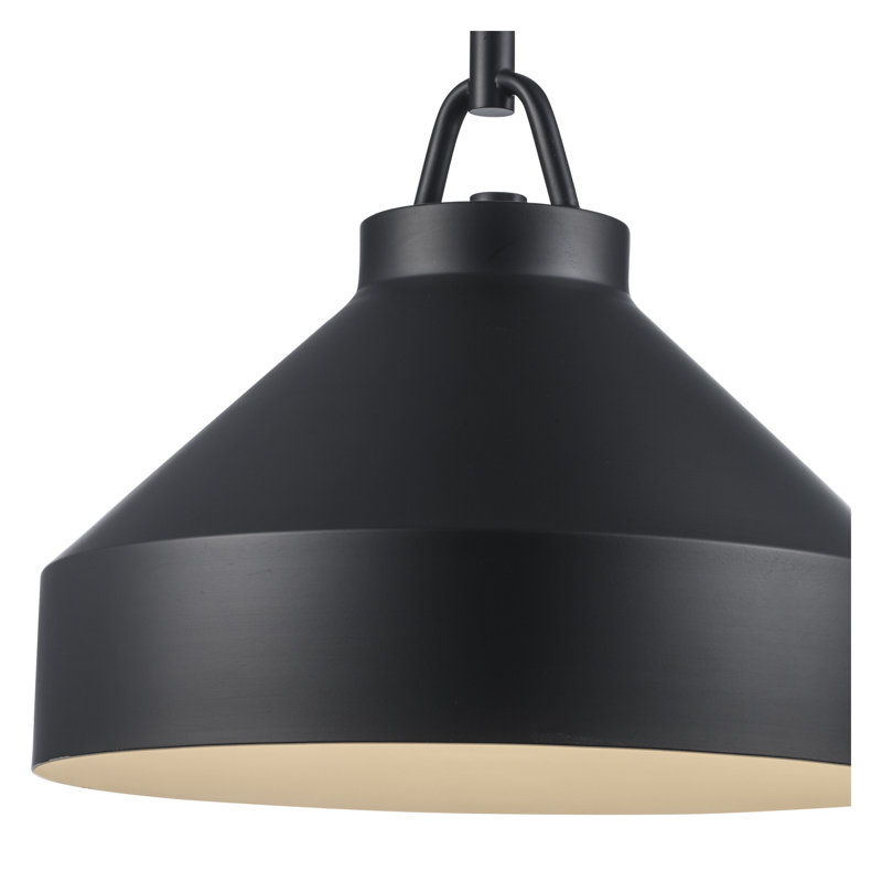 Luminaire suspendu en forme de dôme à 1 lumière Lowen, Noir, H 49,25 po x l 12 po x P 12 po