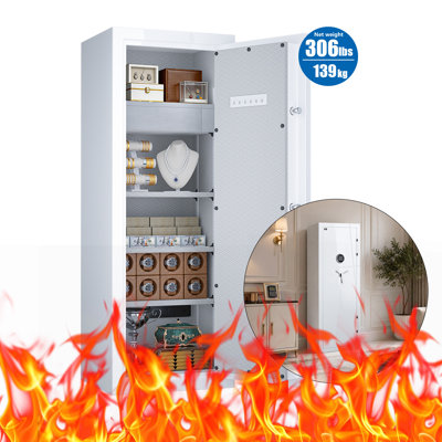 Tigerking Large Fireproof Safe, 13.12 Cu. ft. Steel Home Safe Box with Password Lock for Home and Office, White