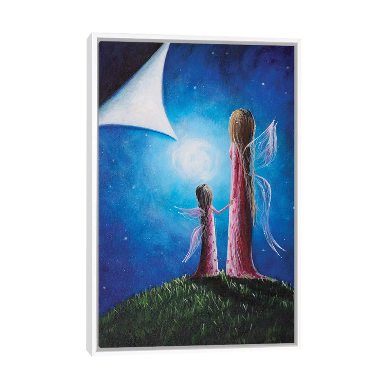 A Fairy's Child by Moonlight Art Parlour - Print on Canvas, 66.04 cm H x 45.72 cm W, White Framed