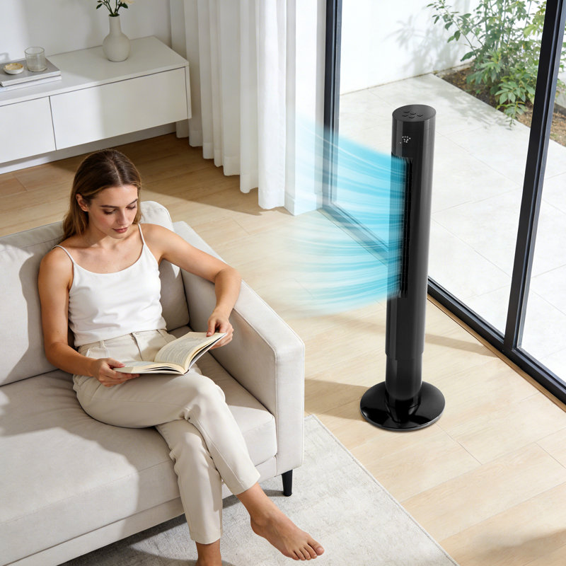 Ventilateur tour 43 "Electactic avec oscillation 85 °, télécommande, 3 modes et minuterie 12h, Noir