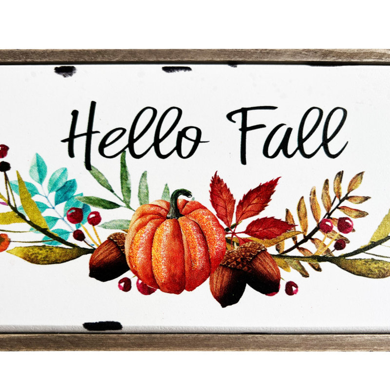 Panneau de citrouille en bois Hello Fall