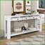 Table basse rustique chic en bois massif pour le salon et amp; Foyer, blanc antique avec tiroirs de rangement Assemblage facile-748507681