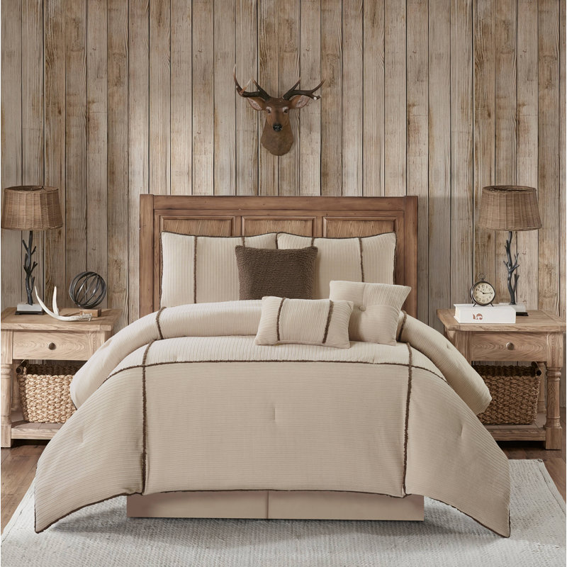 Arvada 7 Piece Comforter Set, King Comforter + 6 Additional Pieces, Beige