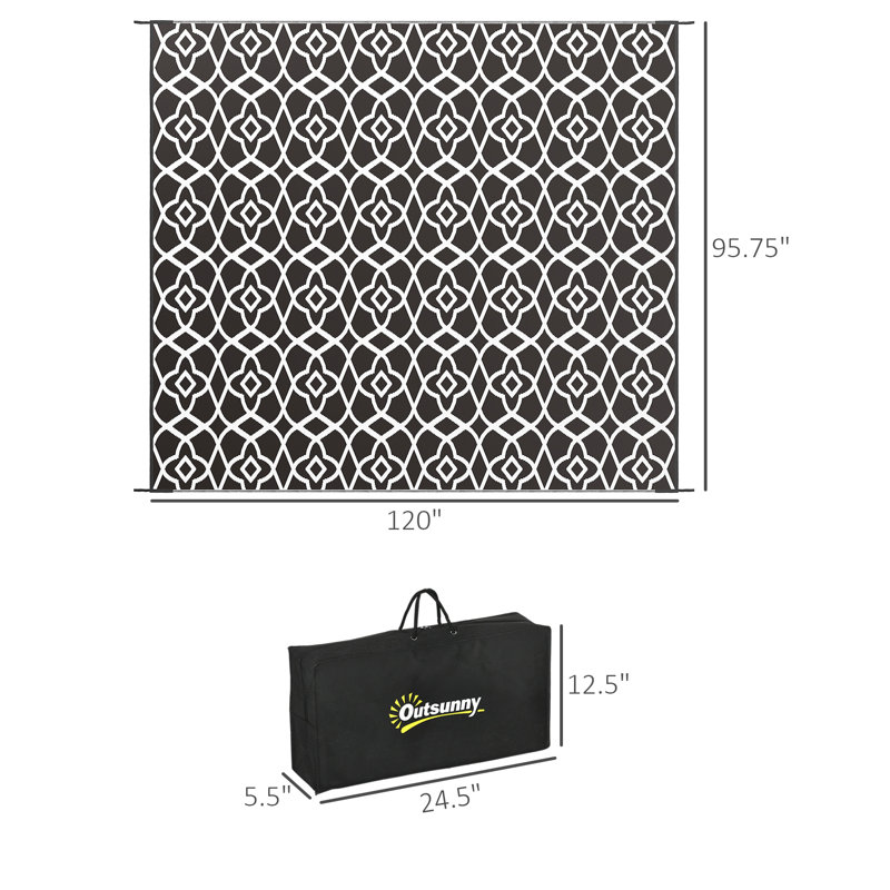 Outsunny Reversible Outdoor Rug, Rectangle 8' x 10'