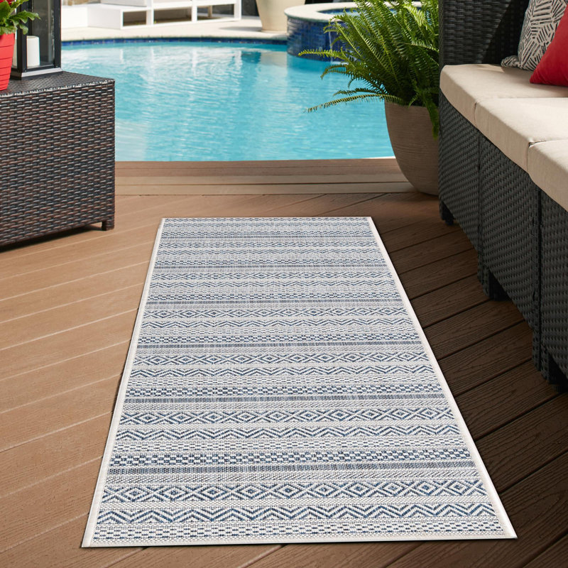 Tapis intérieur / extérieur en polypropylène tissé à la machine Evolet, Tapis de couloir 2 pi x 7 pi 10 po
