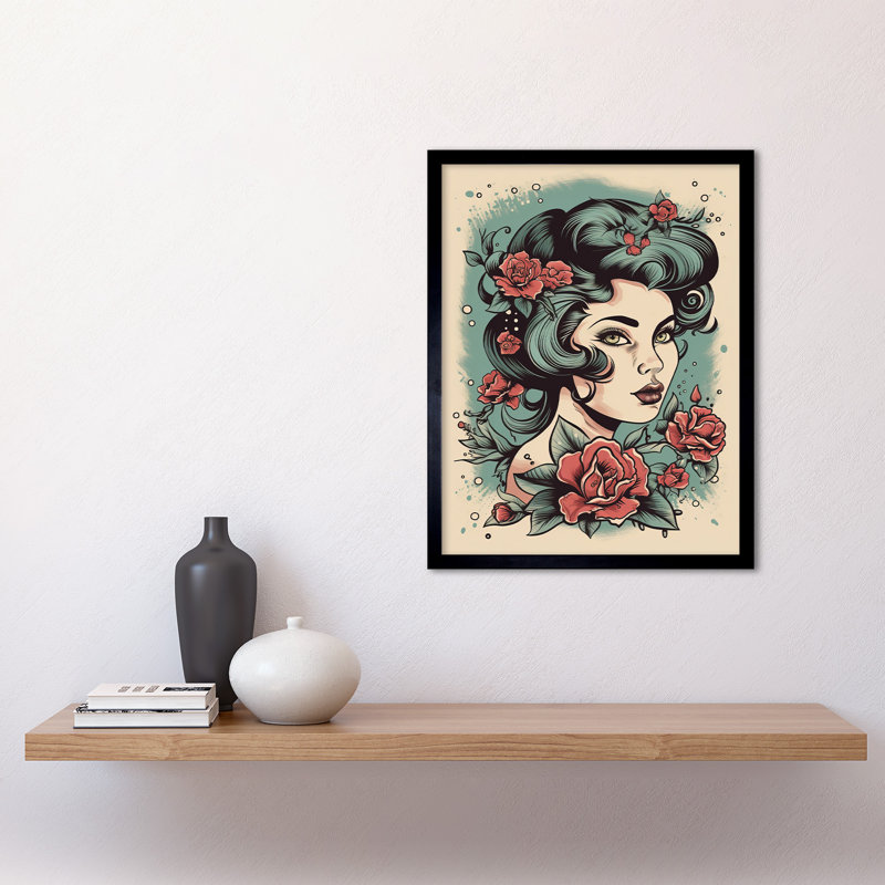 Bighorn Woman Rose Flowers - Single Picture Frame Print