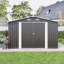 Remise de rangement extérieure 10 pi x 14 pi avec 3 portes verrouillables, structure de remise en métal et 4 évents-124152617