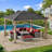Sunjoy 11’ x 13’ Grayden Wood Gazebo , Outdoor Patio Solar Powered Hardtop Gazebo with One-Tier Metal Roof, LED Light  and Ceiling Hook-109055330