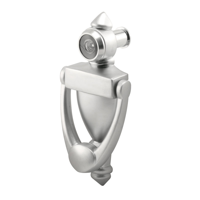 Heurtoir de porte et visionneuse, alésage 9/16 po, angle de vue de 180 degrés, nickel satiné (paquet simple), Nickel satiné