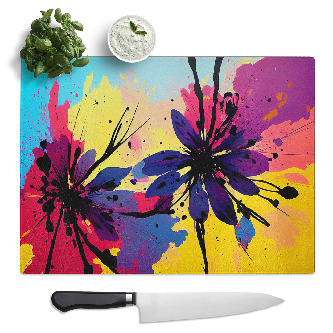 Impressive Flower Splash Abstract  Glass Chopping Board