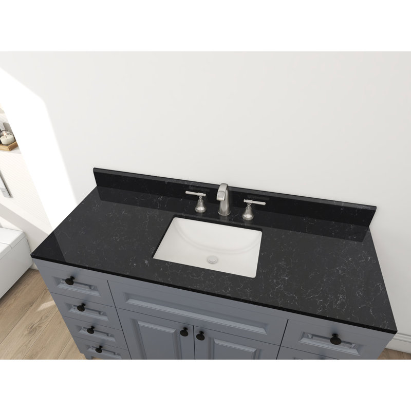 Winette 49-in White Quartz Undermount Single Sink Vanity Top