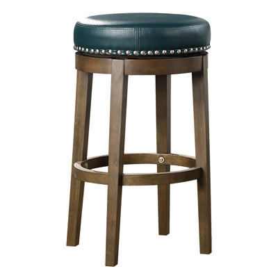 2 tabourets de bar pivotants à 360 degrés, siège en similicuir, structure en bois massif avec abat-jour brun pour 2 tabourets ronds, cuir, finition