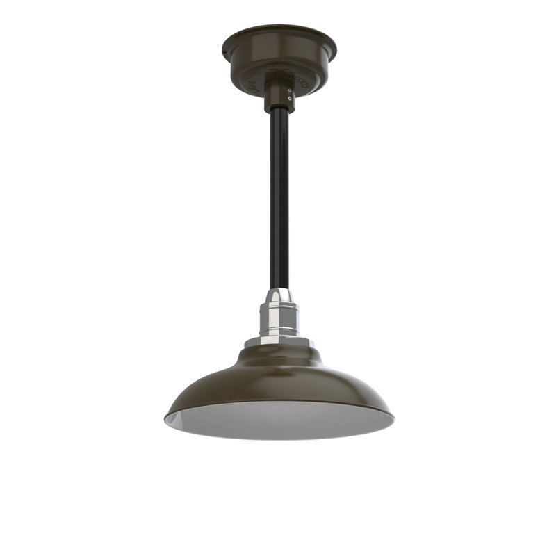 Luminaire suspendu 1 lumière del à simple dôme Ludwicka, H 48 po x l 12 po x P 12 po, Acajou bronzé / noir