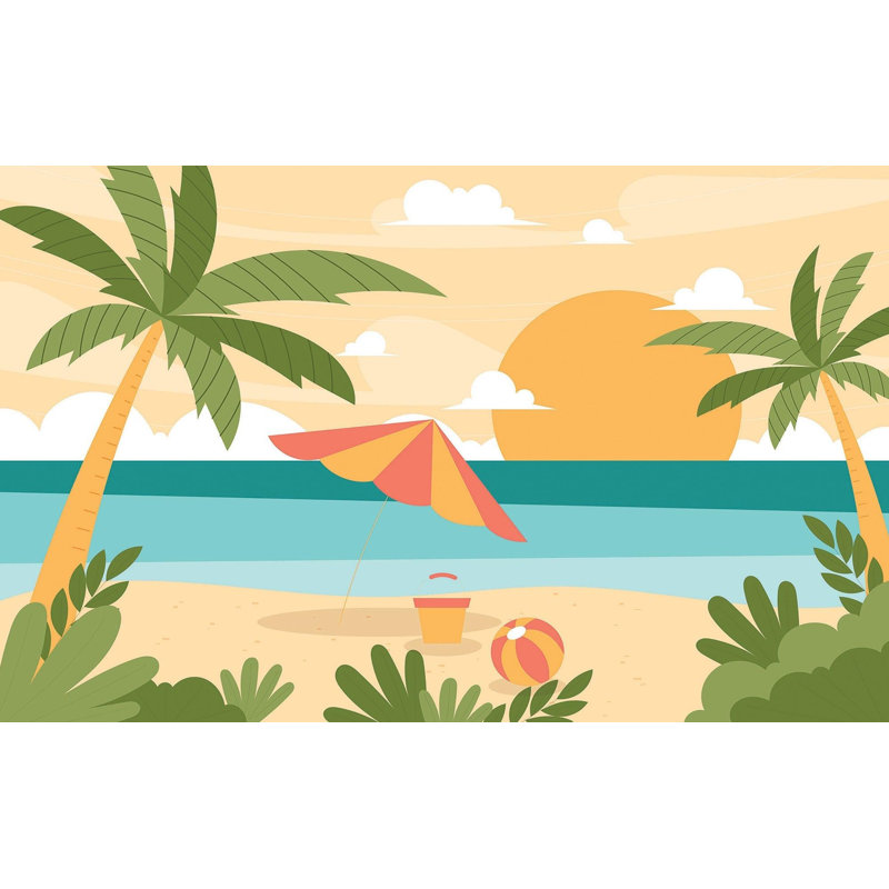 Papier peint de qualité supérieure - scène de coucher de soleil sur la plage, L 108 po x l 150 po