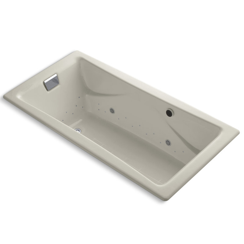 Baignoire à balnéo Tea for Two Bubblemassage 183 x 91 cm, Biscuit, Chrome poli