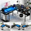 L-Shaped Metal Base Computer Desk-126450081