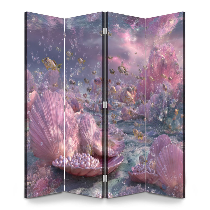 Cloison pliante 4 panneaux paravent Royal Underwater Fantasy World, 4, 71" H x 64" W x 1" D