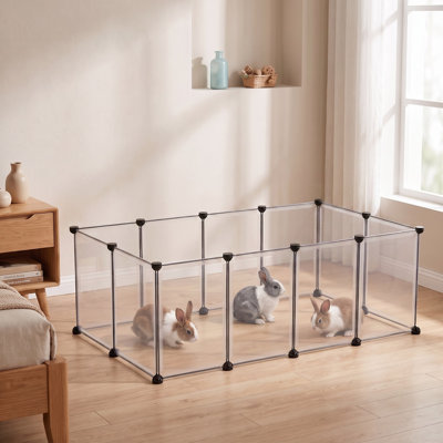 47.2" Small Pet Playpen with Transparent Panels