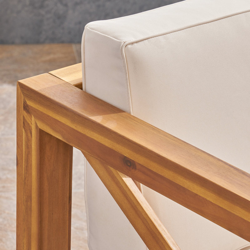 Fauteuil club en bois avec coussins de style Mid-Century