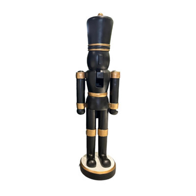 Black & Gold Nutcracker - Resin - Elegant Christmas Decoration