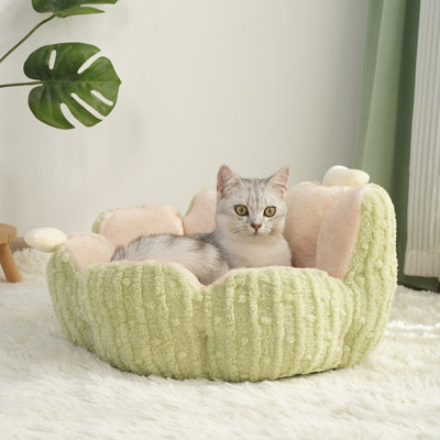Fairela Cactus Blossom Cat Bed – Deep-Wrap Pet Nest, High-Elastic Filling, Promotes Sound Sleep for Cats