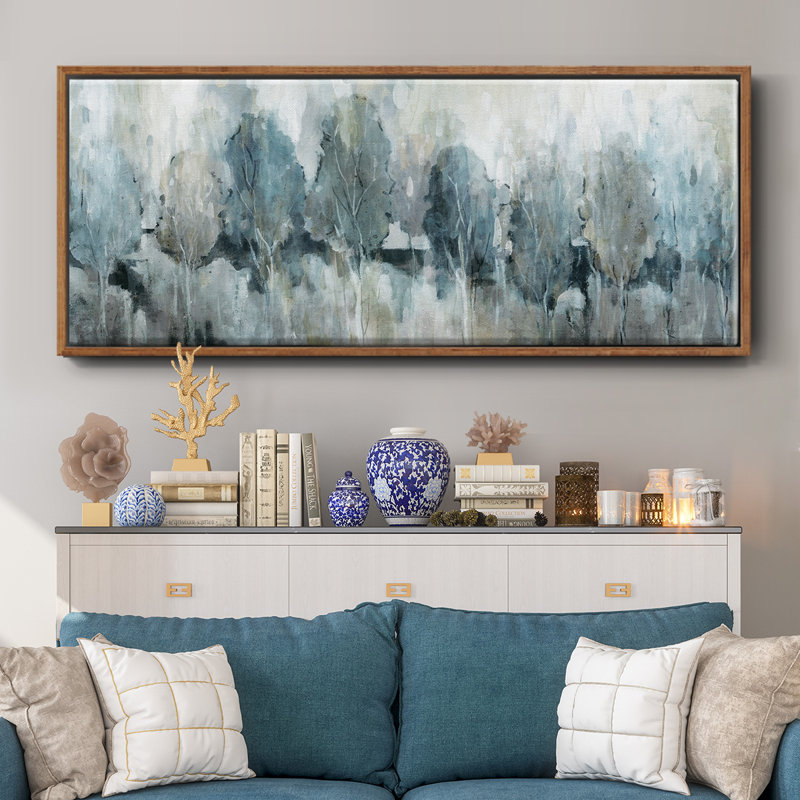 Bright Indigo Groves- Framed Canvas, 24" H x 60" W