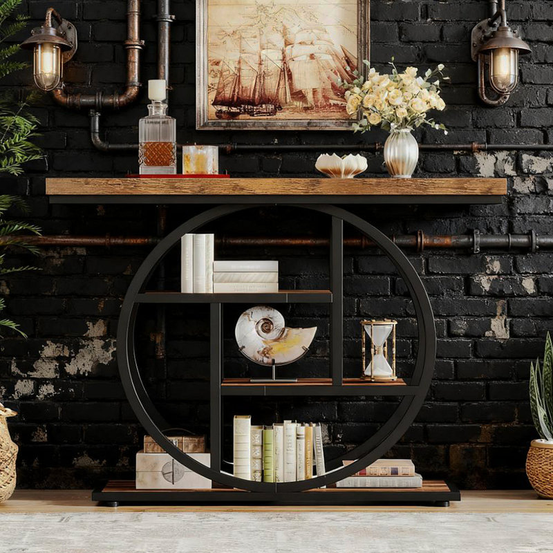 Table console 41,3 po, Brun / Noir, Bois