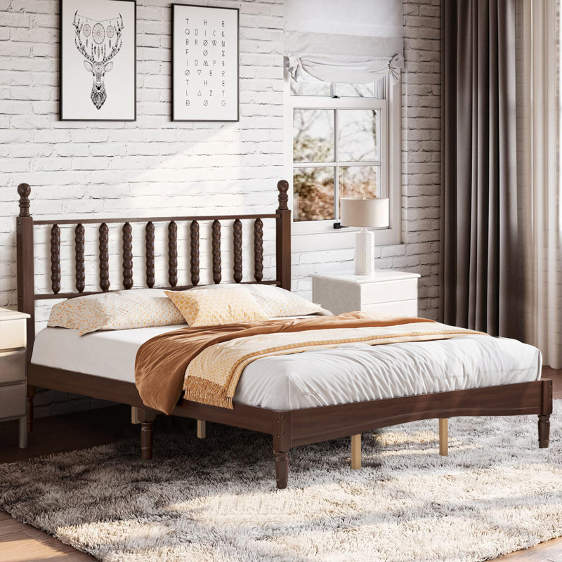 Lit standard en bois massif Auriel, Walnut