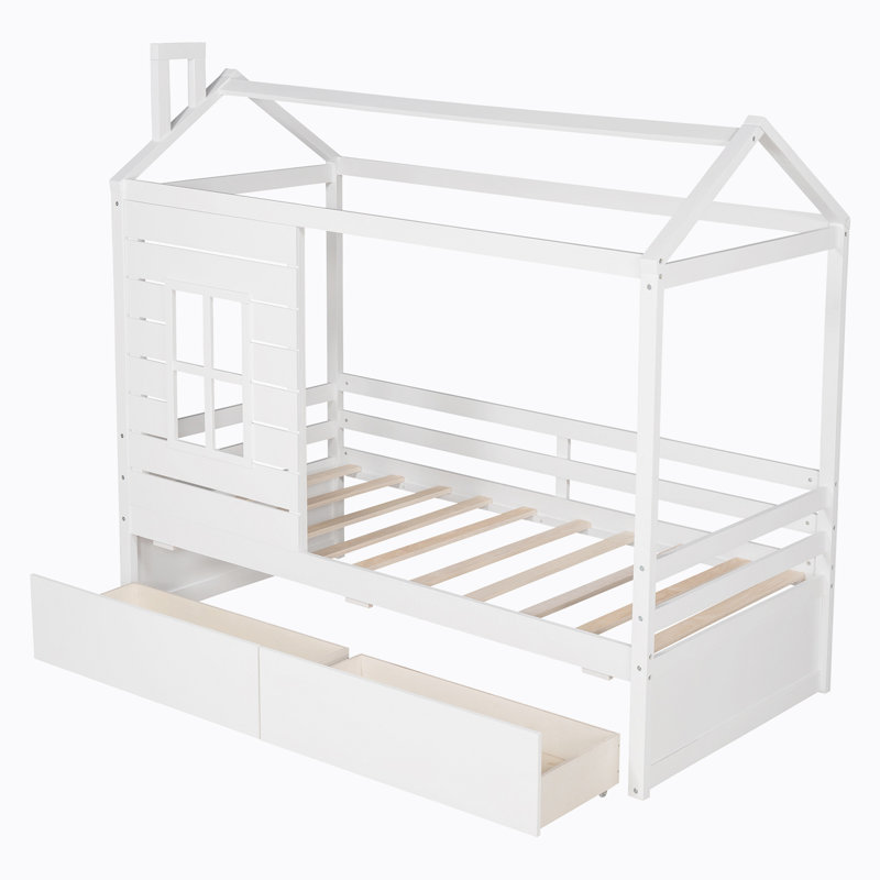 Lit plateforme simple avec rangement Mcclean, Blanc