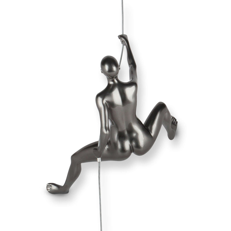 Handmade Modern People Wall Decor on Resin, Anthracite