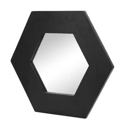 Black Hexagon Mirror With Solid Wood Frame, Hallway Bathroom Living Room Enticing, 18.5"x18.5 Hexagonal Enrich, 18.5"x18.5",