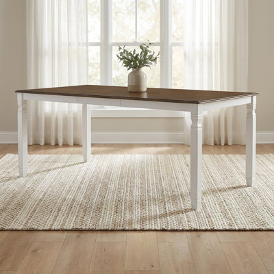 Table de salle à manger extensible avec pieds en bois d'hévéa, plateau en bois aggloméré, style campagne moderne, table de salle à manger à longueur réglable pour la cuisine et la salle à manger