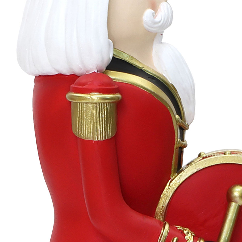 Statue traditionnelle de casse-noisette avec tambour et socle en coffret-cadeau, décoration de Noël en oxyde de magnésium préilluminée