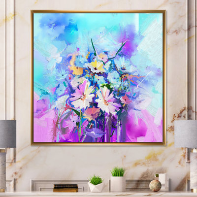 Turquoise, mauve, grunge, huile sur toile II, reproduction d'art sur toile