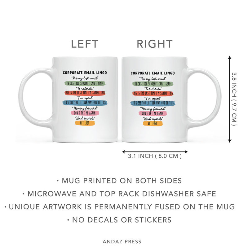 White Ceramic 11oz Funny Corporate Email Lingo Mug