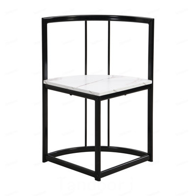 Modern 7-Piece Dining Table Set with Faux Marble Compact 55Inch Kitchen Table Set for 6