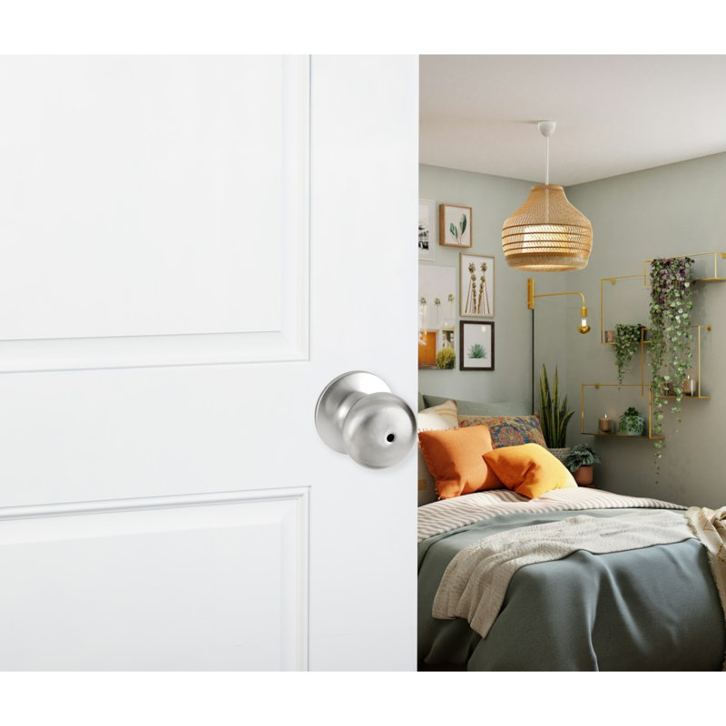 Saxon Satin Nickel Flat Ball Privacy Door Knob Set