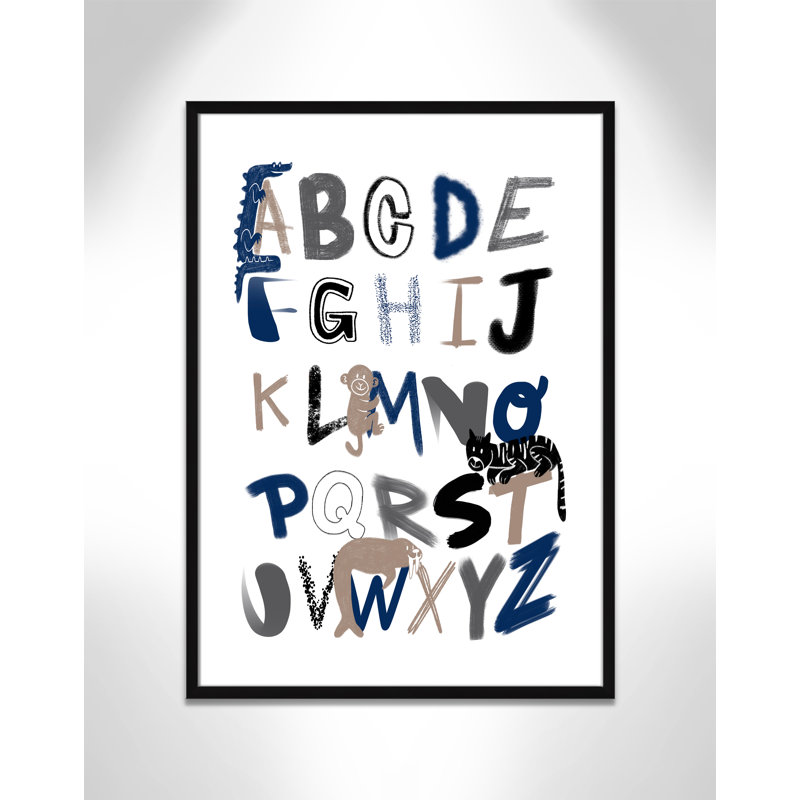 Critter Alphabet 1, impression sur papier, H 34,5 po x l 24,5 po x P 1,18 po, Encadré de boîte noir
