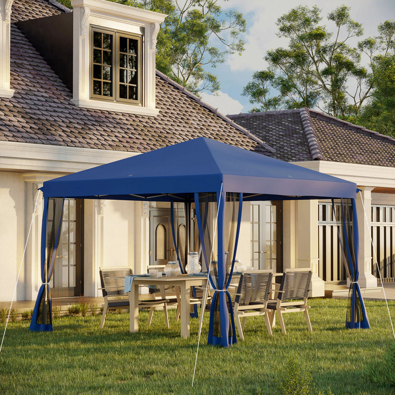 Tente à auvent escamotable avec filet Outsunny, Bleu